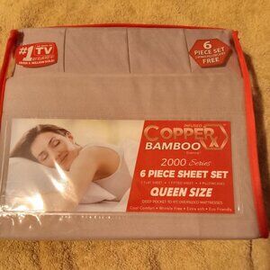 Sheet Set Queen Mauve Copper Bamboo 6 Piece Set New